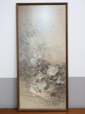 Vintage Large Floral Silk Painting