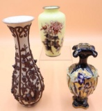 Bohemian Amphora RStK Vase, Villeroy and Boch Jasperware, & Japan Cloisonne Vase