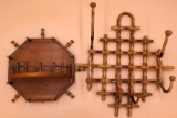 Bamboo Tortoise Shell Hat Rack and Wall Shelf, English, circa 1900