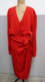 Vintage Dana Buchman Red Long Sleeve Wrap Dress