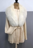 Vintage Fur Collar Knit Off White Sweater