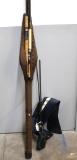 Collection of Vintage and Newer Fishing Poles and Cases