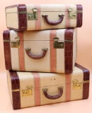 Set of Three Vintage Suitcases with Keys