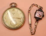 Antique Gold Filled Elgin Pocket Watch and Ladies Wrist Watch