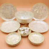 Capiz Shell Plates, Bowls and Napkin Rings