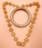 Antique Yellow Jade Bracelet and Necklace