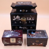 Vintage Lacquerware Inlaid Jewelry Boxes