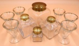 Apothecary Style Danish Canisters and Gold Rimmed Glasses