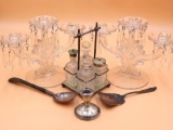 Vintage Cruet Set and Weighted Sterling Candle Holder