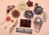 Rhinestone Costume Brooches and Hat Pins