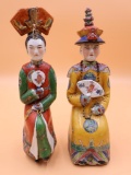 Polychrome Chinoiserie Emperor Statues