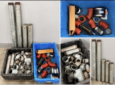 Large Assortment of Galvanized Steel Pipe, Threaded Fittings, Couplings & Plumbing Supplies