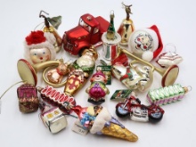 Figural Glass Christmas Ornaments - Trucks, Motorcycle & Instruments