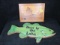 Box lot - Wooden Picture of Sea Port, Wooden fish plaque - 