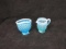 2 pcs lot - Blue Opalescent hobnail bud vase & creamer; 3.5