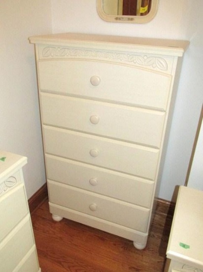 Ashley 5 drawer high boy dresser; 30"W x 49"H x 16"D - matches items 10, 11, 12, & 14