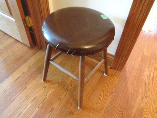 4-leg stool w/leather seat - 18"H