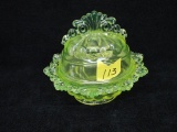 Westmoreland yellow glass covered dish. 7