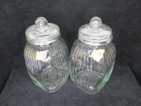 Qty. 2 - Lrg. Clear glass canister jars w/lids