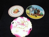 Qty 3 - (2) Hand painted porcelain plates - Bavaria, (1) Knowles 