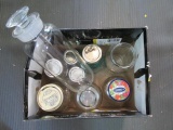 2 Box lot - Blue & Clear canning jars, storage jars, misc.