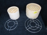 Qty 2 - Wooden Rice cookers w/ metal stands
