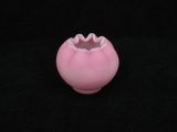 Pink Frosted satin glass rose bowl, scalloped edge 3.5
