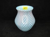 Blue Pulled Feather vase - Artist initialed, #435/1000, 8