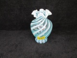 Fenton Swirl blue opalescent vase - 7