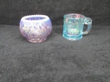 2 pc. lot: 1) Westmoreland Purple iridescent/opalescent bowl - 3.25