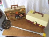 Magnum 2-sided see through & Plano Fishing tackle boxes w/tackle - Rapalas, etc.; Metal ice dipper