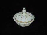 Fenton hand painted covered floral bowl, by Bryan, #558, c. 1999, 6