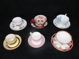 Qty 6 - Porcelain cup & Saucer sets - see pics for more detail