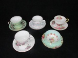 Qty 5 - Porcelain cup & Saucer sets - see pics for more detail
