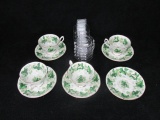 Qty 4 - Porcelain cup & Saucer sets; 5 plastic holders - see pics for more detail