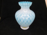Blue Opalescent Vase w/scalloped edge. 11