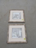 (2) Old Cities framed / matted prints 23