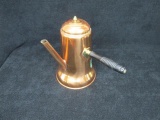 Copper chocolate pot w/ wood handle. 8.5