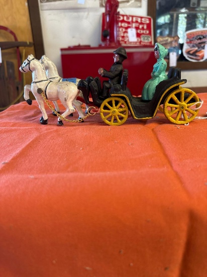 vintage cast horse and buggy collectible
