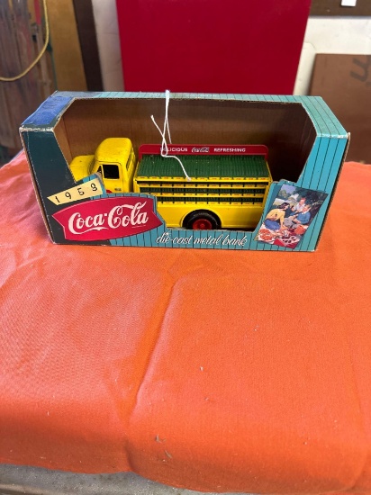 coca-Cola diecast metal bank truck