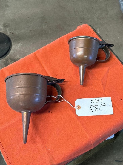 two piece set copper funnels with stoppers