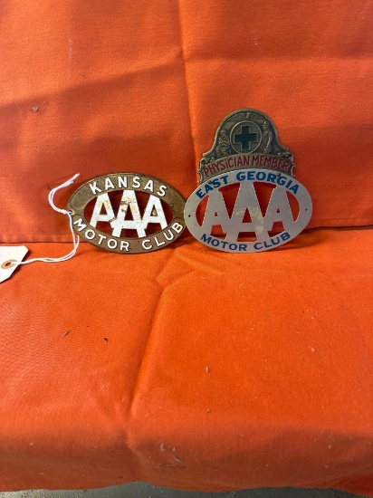 2 piece set AAA motor club license plate plaques
