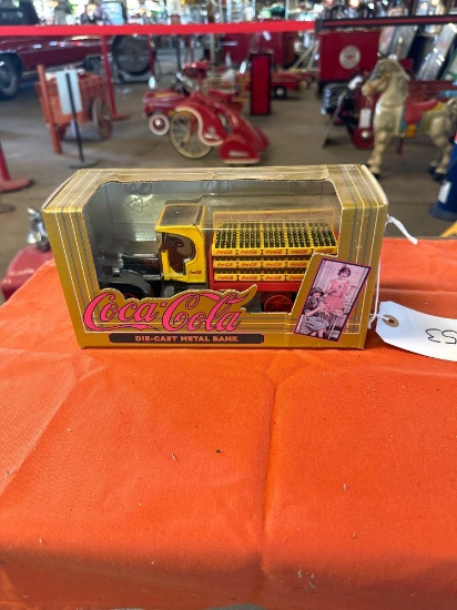 coca-Cola diecast metal bank truck