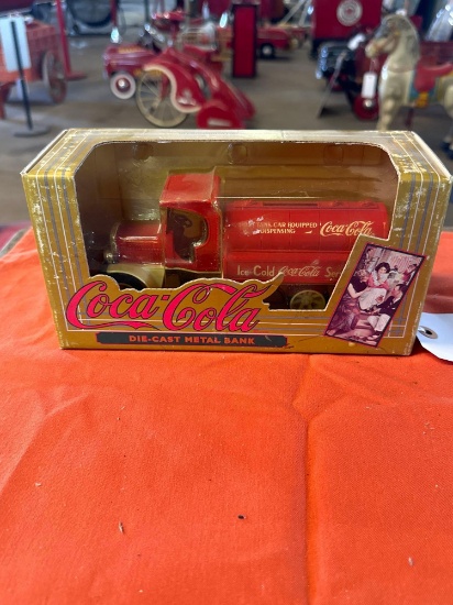 coca-Cola diecast metal bank truck