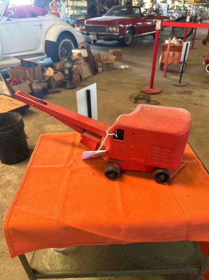 vintage metal crane toy