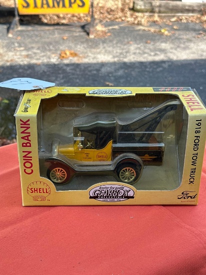Shell oil company, piggy bank truck