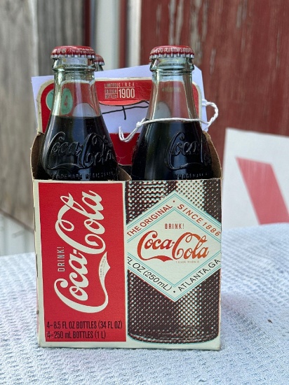 Glass bottles vintage Coca-Cola four pack