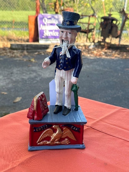 Uncle Sam cast piggy bank