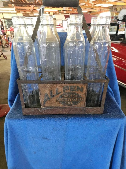 Service station oil bottles