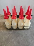 Gas station service island bottles